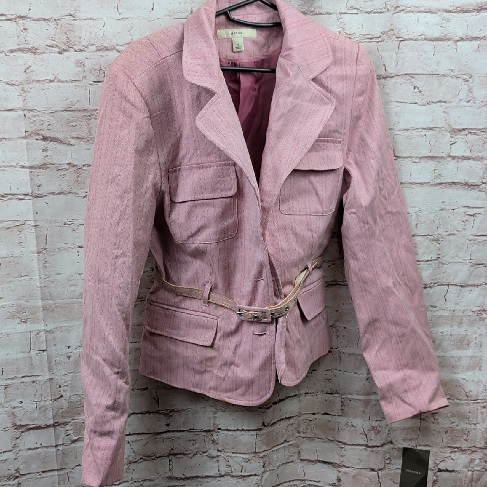 Merona Pink Women's Jacket with Belt Small Nwt